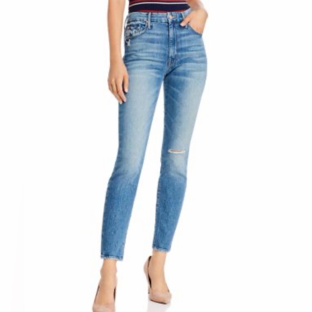 MOTHER JEAN High Waisted “Looker Ankle” Light Blue Skinny Jeans Size 24